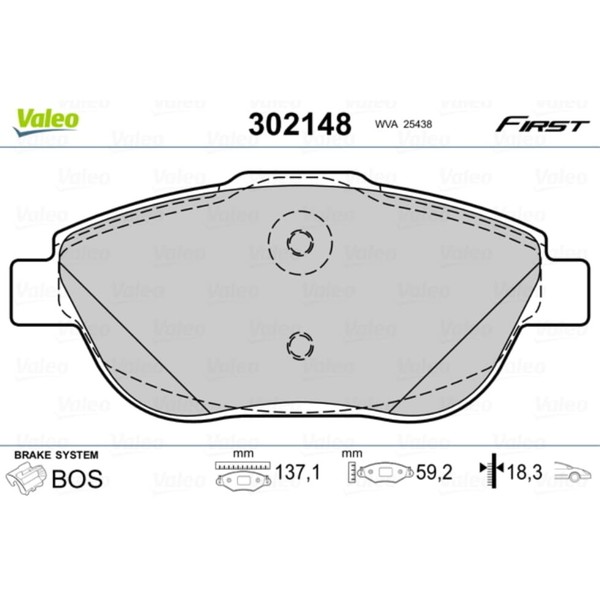 Bremsbelagsatz Scheibenbremse Valeo 302148 FüR CitroëN Peugeot Ds Opel Ds3 C3 Ii-image
