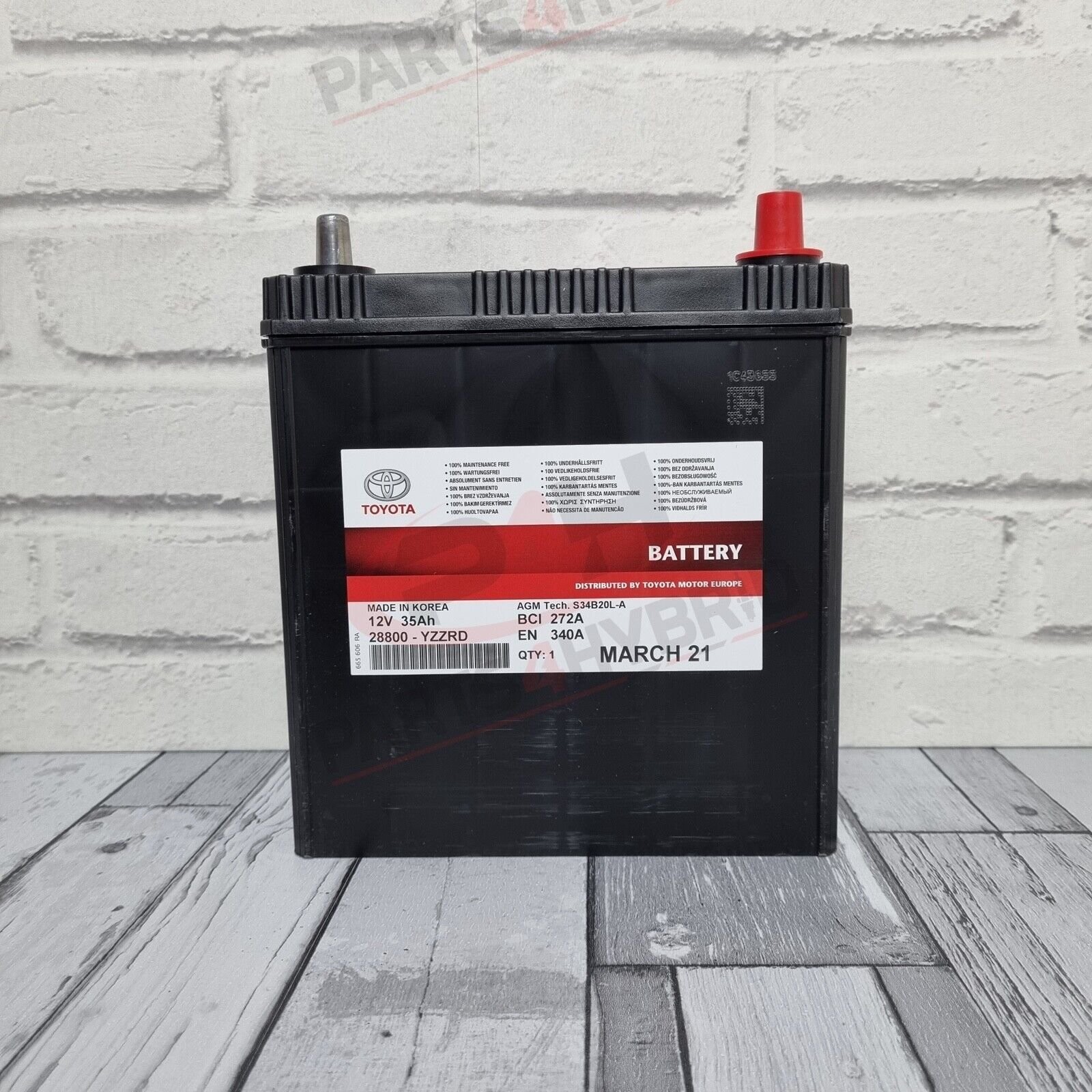 Genuine TOYOTA AURIS Hybrid 12V Battery S34B20L Auxiliary Battery 28800-AZC36