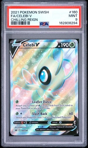 2021 POKEMON SWORD & SHIELD CHILLING REIGN #160 FULL ART/CELEBI V PSA 9