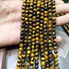 8mm Tiger s Eye Bead Strand, Natural Round Gemstone Beads, Brown Gold Jewelry M