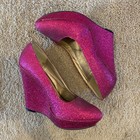Charlotte Russe hot pink glitter wedges size 8 — photo 1