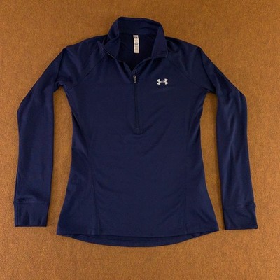 Under Armour Womens Small Navy Blue HeatGear Loose Fit Half Zip Pullover Top