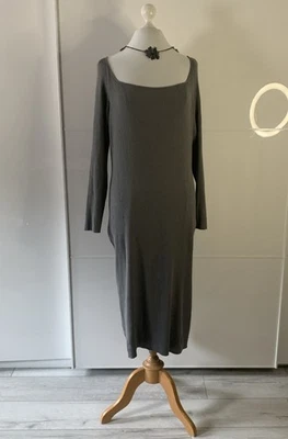 H&M Strickkleid Umstandskleid Gr XL Grau Rippstrick Kleid Lang Neuwertig - Bild 1 von 4