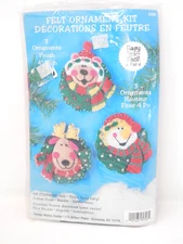 Design Works Felt Ornament Kit • Craft Wreath Bear Snowman Reindeer Sequin New