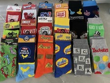 Candy Food Games Crazy Sock Mens Size 6-12 Crew SOCKS Novelty Lot 18 Pairs