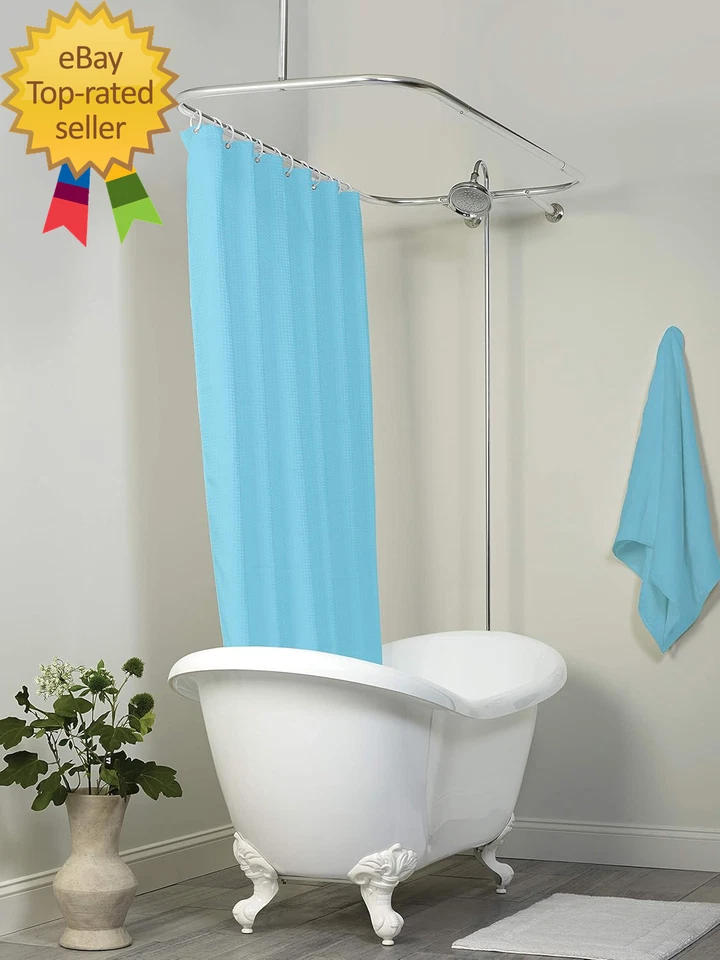 Barra de cortina de ducha redonda a prueba de herrumbre para bañera con patas con fácil instalación ovalada Foto 2 de 4