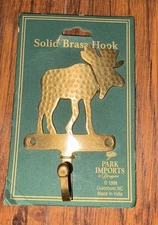 New In Package Antique Brass Moose Wall Hook  Park Imports 1998 Outdoor Decor