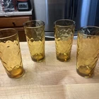 Vintage Anchor Hocking Amber glasses/ thumb print/ set of 4/