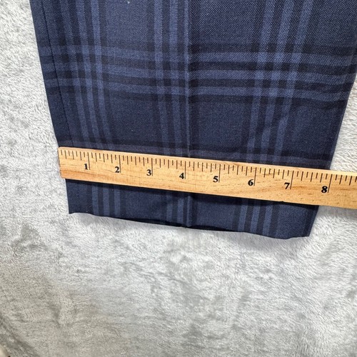 Bachrach NEW Mens Dress Pants Sz 33 Slim Fit Indigo Blue Plaid MSRP $98 - Picture 12 of 12