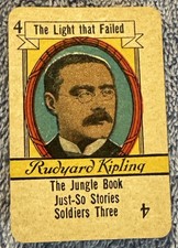 Vtg 1935 AUTHORS by RUSSELL CARD GAME Replacement Card 4 Rudyard Kipling