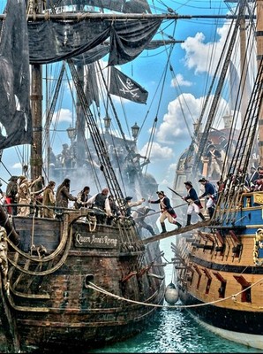 BLACK BEARD THE PIRATES SHIP .QUEEN ANNES REVENGE 10x8 INCH PRINT 