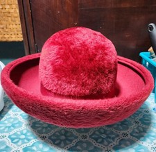Vintage Duchess Faux Fur Red Ladies Hat Made In Italy Size Medium