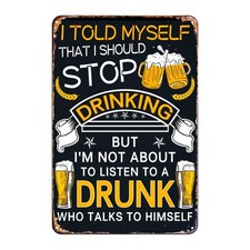 1pc, Drunk Funny Tin Metal Signs 12"x8"/30x20cm , Novelty Home Decor, Room