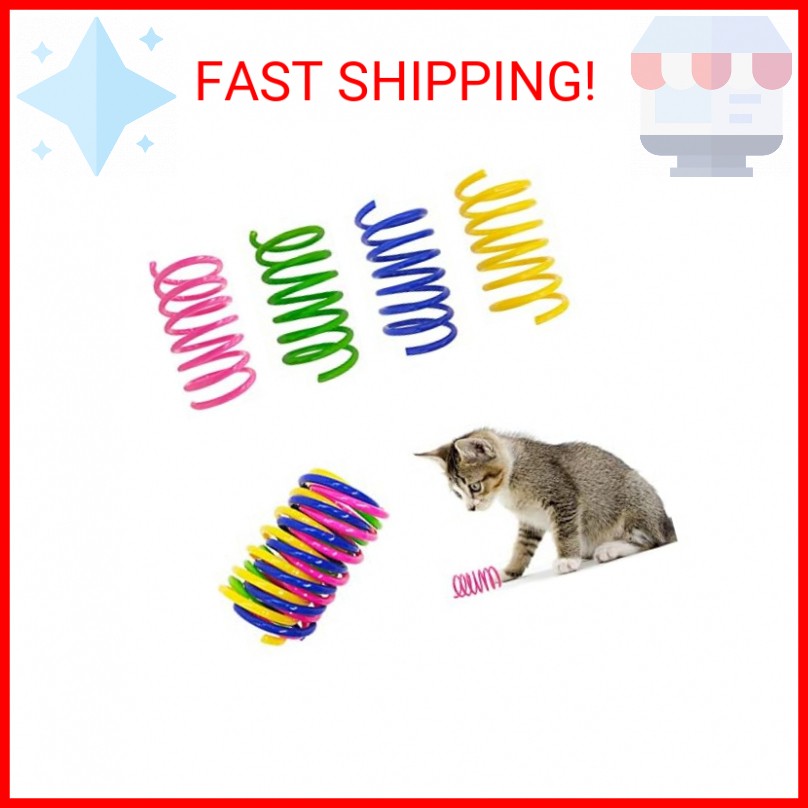 YULOYI Cat Spring Toys 30 Packs, Plastic Colorful Springs Cat Toys for Cat Kitte