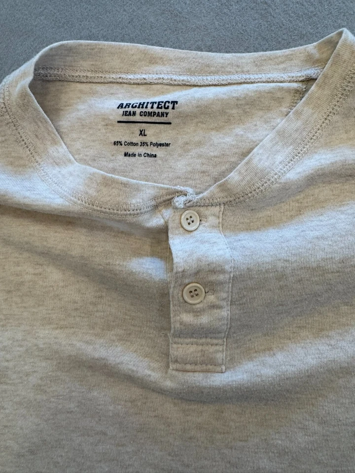 Architect 衬衫男式特大号燕麦片亨利打底日常 T 恤 — 第 2/4 张图片