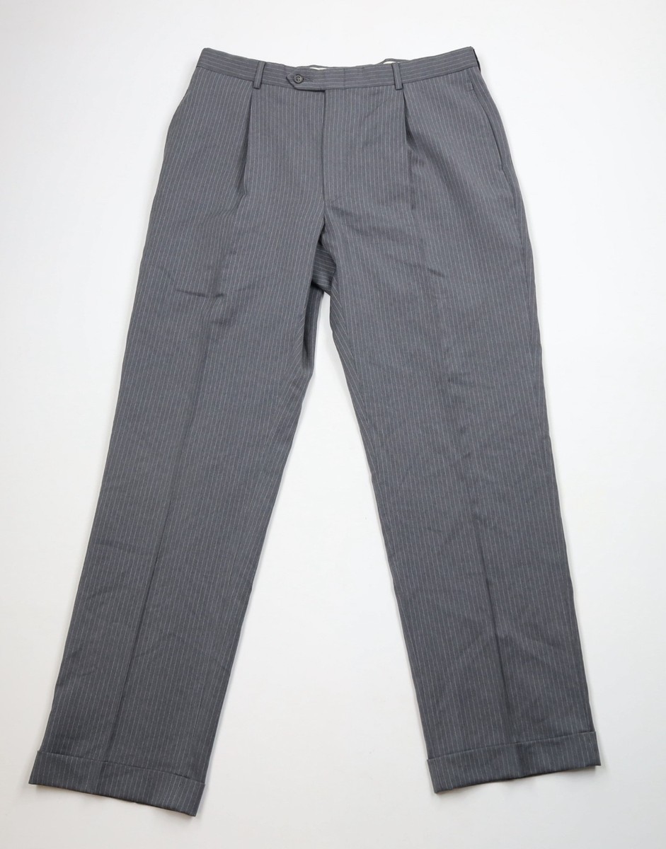 Pinstripe Tommy Hilfiger Wool Pants Women's Black Relaxed Straight