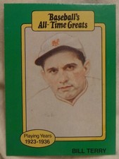 1987 All Time Greats Baseball Card Bill Terry - Giants - NM