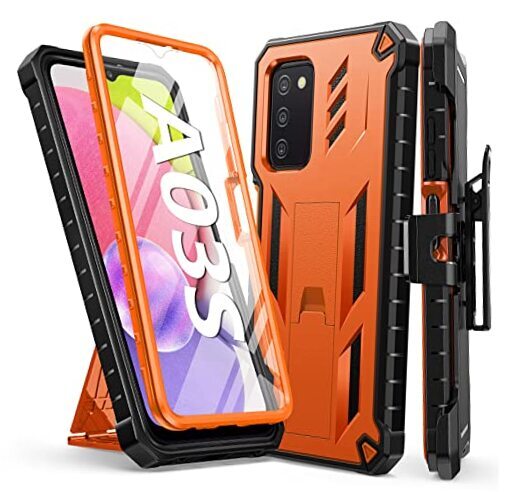for Samsung Galaxy A03s Case: Military Grade Drop Proof Protection Cell Orange