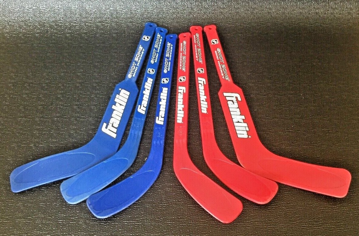 6 NHL FRANKLIN SHOT ZONE MINI HOCKEY STICKS 3 Red & 3 Blue (2