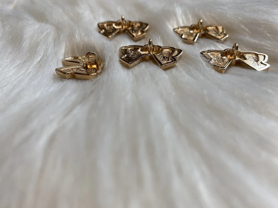 Black Camellia Flower Bow buttons Gold Color Lot Of 5 New DIY Sewing - Image 3 of 4