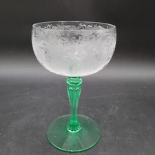 Rare HTF Tiffin Franciscan Luciana Dancing Nymphs Champagne w/Green Uranium Stem