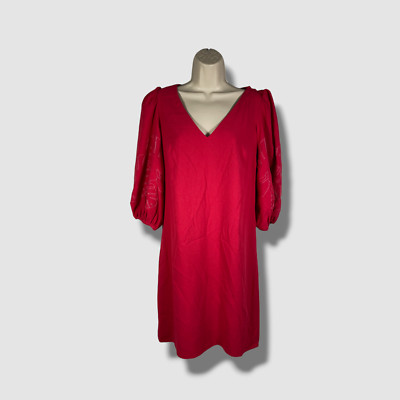 $348 Trina Turk Women's Pink Valerian Embroidered V-Neck Mini Dress Size 8
