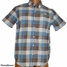 Grizzly Mountain Mens Button Front Shirt Multicolor Plaid Pocket Short Sleeve M