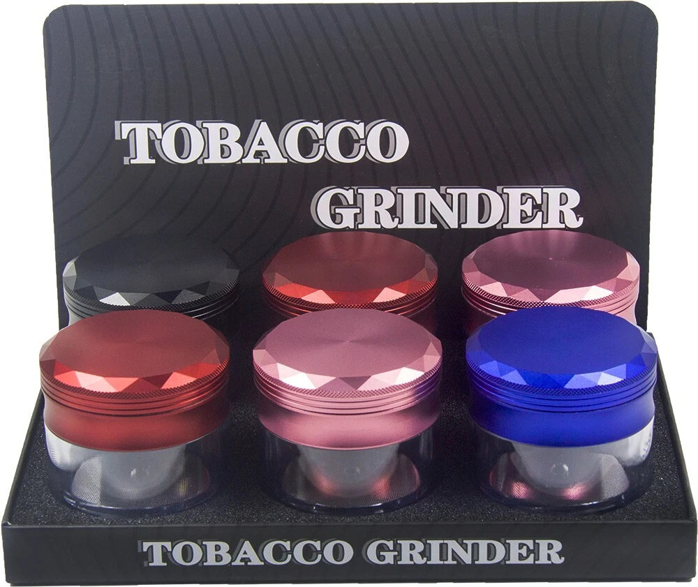 6 Pack 2.5" Tobacco Herb Grinder Spice 4 PC Aluminum Smoke Crusher See Through