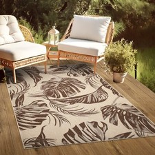 In- & Outdoorteppich Plutus, wetterfest, UV-resistent, Floral, beige/grau