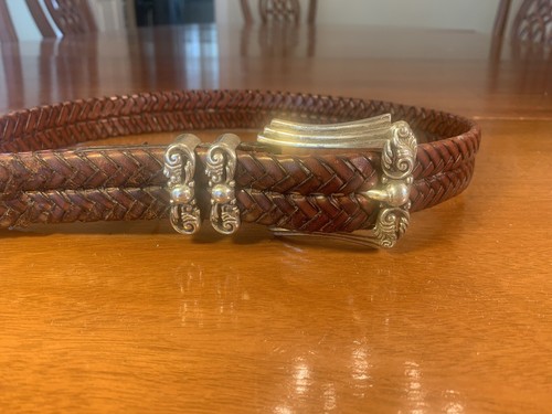 Brighton Leather Belt Womens 97087 Woven Braided Brown Western Classic ...