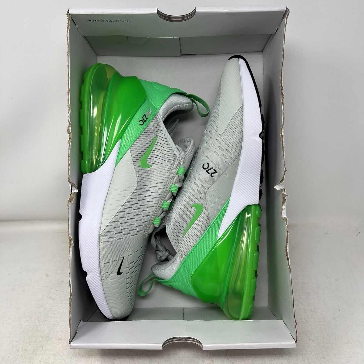 Nike Air Max 270 Light Silver Green Black Men's Sizes 10.5 Nike Air Max 270 Light Silver Green Black Men's Sizes 10.5