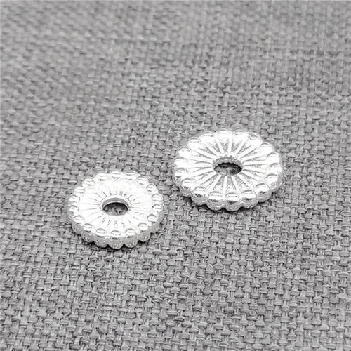 15 Sterling Silver Gear Disc Beads 925 Silver Circle Flat Spacer Bead 7mm 8mm - Picture 3 of 7