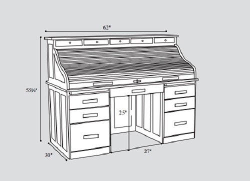 Amish Grand Rustic Traditional Roll Top Desk Solid Wood Live