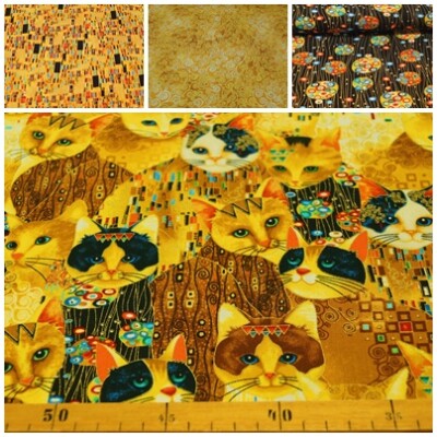 Patchworkstoff Baumwolle 50x110 Cleo Timeless Treasures Katzen Glanzoptik