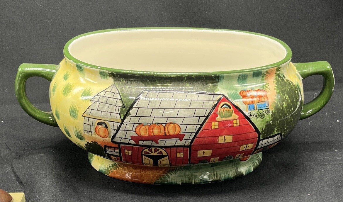 WCL oval soup tureen ceramic centerpiece hand painted eBay