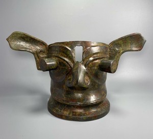 OLD ANTIQUE CHINESE BRONZE MASK (K1227)