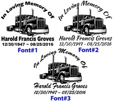 In Loving Memory - Semi Truck Sticker Decal Memorial Personalized Trucker