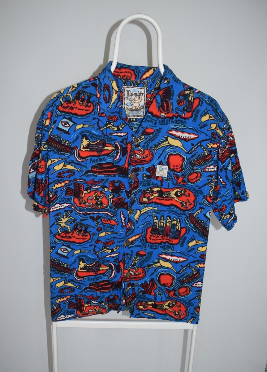 Vintage Mambo Loud Hawaii Shirt Reg Mombassa Crazy Island Size 14 