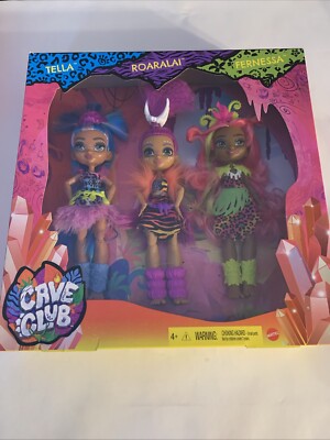Cave Club Cavegirl Dolls Pack Of (3) Tella Roaralai Fernessa Prehistoric NEW