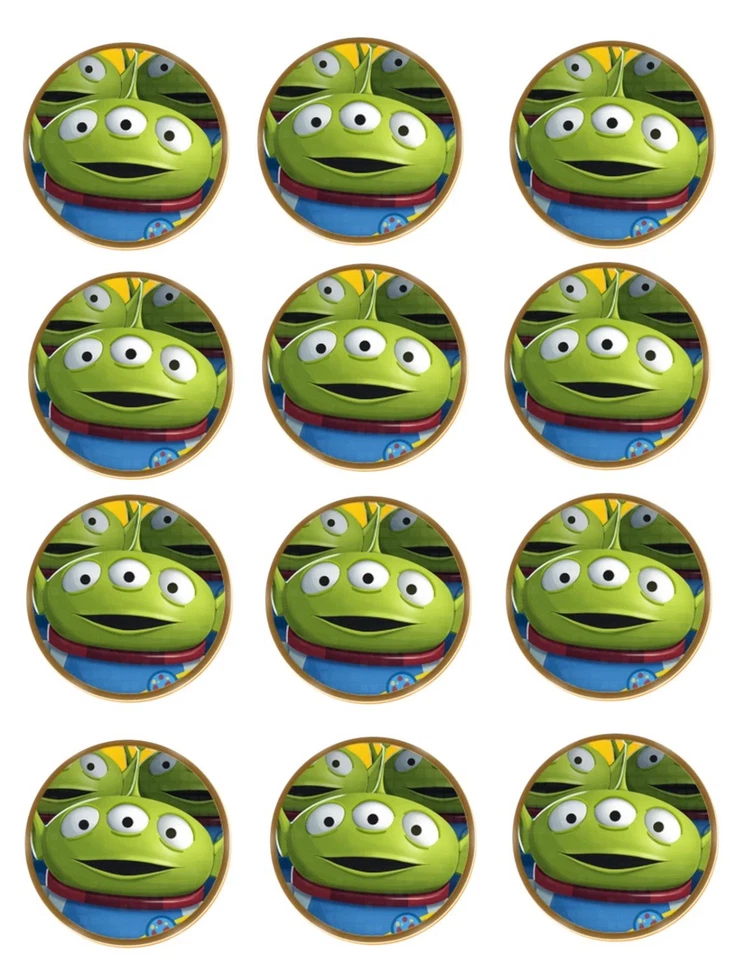 12 Topper de Cupcake Verde Alienígena Toy Story Comestível Toy Story Aniversário - Imagem 2 de 2