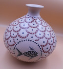 MATA ORTIZ POTTERY VASE BY VIAL CORONA FISH SGRAFFITO TECHNIQUE SCALE PATTERN — photo 4
