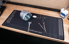 16" x 35.75" Neoprene Work Bench Desk Mat with SAE & Metric Ruler Oil Resistant
