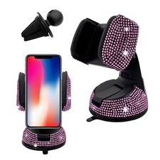 Gasedin Bling Car Phone Holder, 360  Adjustable 3.5  2.6 inches, Pink