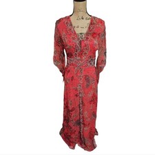 Nordstrom x Issue 100% Silk Beaded Embellished Renaissance Maxi Party Dress Sz 4