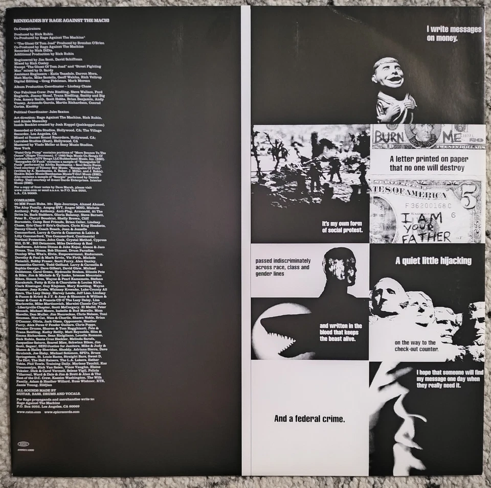 Rage Against The Machine- Renegades VINYL LP, Repress 180g (2010) Europe Press - Image 4 of 4