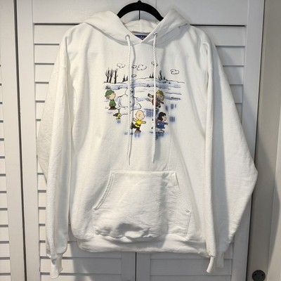 Peanuts Ice Skating Scene Hoodie Charlie Brown Snoopy Winter Print Medium
