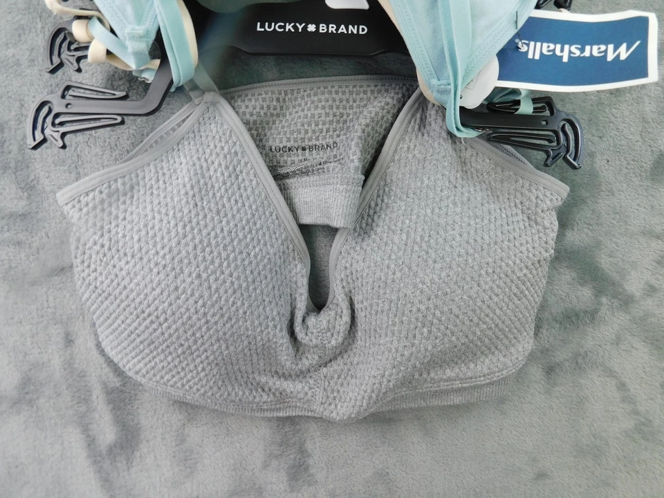 Sujetador Lucky Brand Mujer Medio Neutro Azul Gris Paquete de 3 Sin Costuras Comodidad Inalámbrico Foto 3 de 4