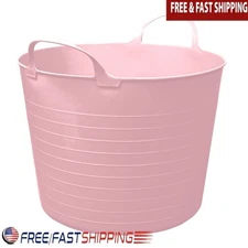 Flex Storage Bin Pink Starlight Round Plastic Nested Stackable Home Organizer US