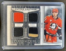 2024-25 Upper Deck The Cup Cutter Gauthier Foundations Quad Jersey RC #/99 Ducks