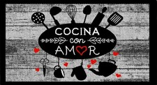 Nylon Kitchen Rug(18"x30")KITCHEN TOOLS,COCINA CON AMOR,COOK W/LOVE,rectangle,KH